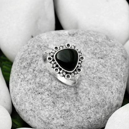 Natural Black Onyx - Brazil Ring size-8 R-1100 SDR166627