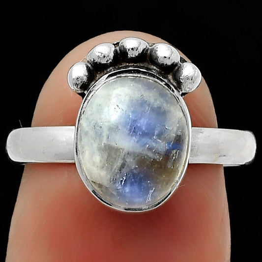 Natural Rainbow Moonstone - India Ring size-7 R-1222 SDR166819