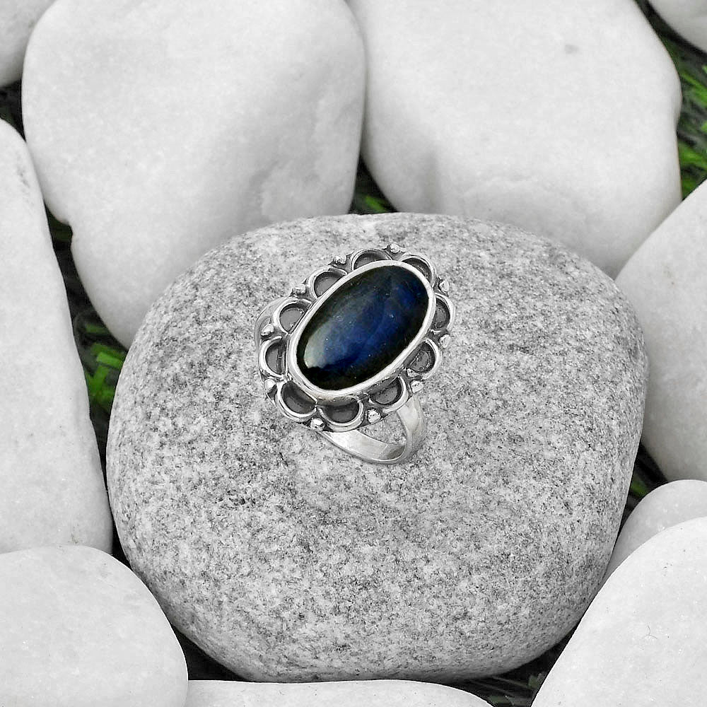 Blue Fire Labradorite - Madagascar Ring size-8 R-1092 SDR166852