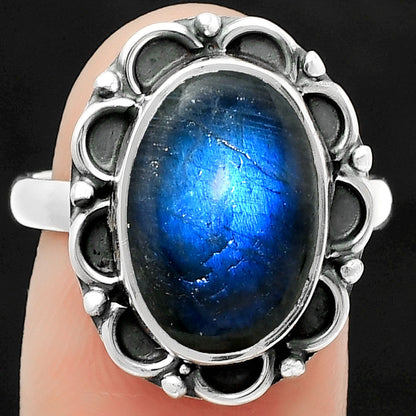Blue Fire Labradorite - Madagascar Ring size-8 R-1092 SDR166856