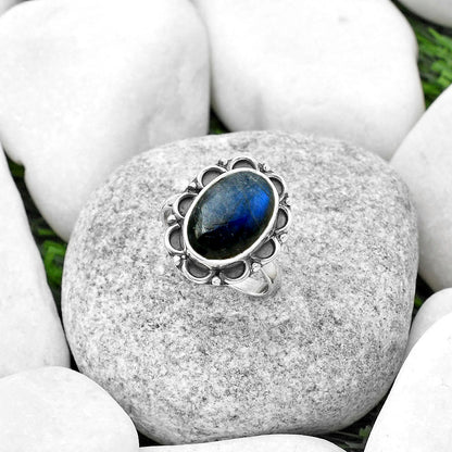 Blue Fire Labradorite - Madagascar Ring size-8 R-1092 SDR166856