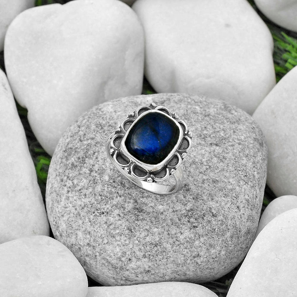 Blue Fire Labradorite - Madagascar Ring size-8 R-1092 SDR166860
