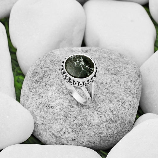 Natural Obsidian And Zinc Ring size-7.5 R-1196 SDR166937