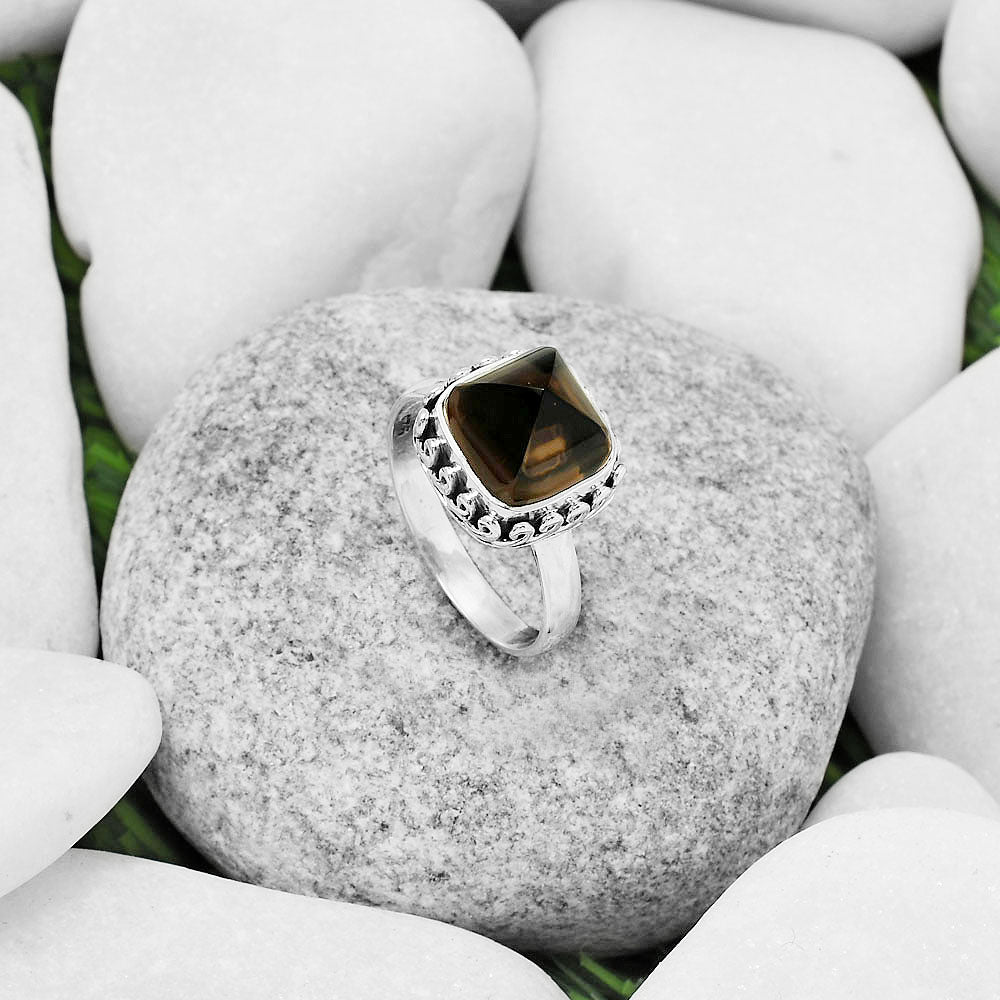 Natural Smoky Quartz - Brazil Ring size-8 R-1196 SDR166986