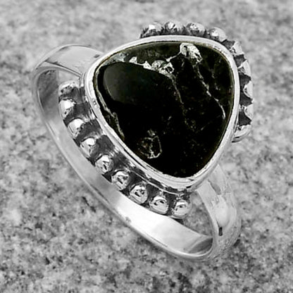 Natural Obsidian And Zinc Ring size-8.5 R-1102 SDR167147