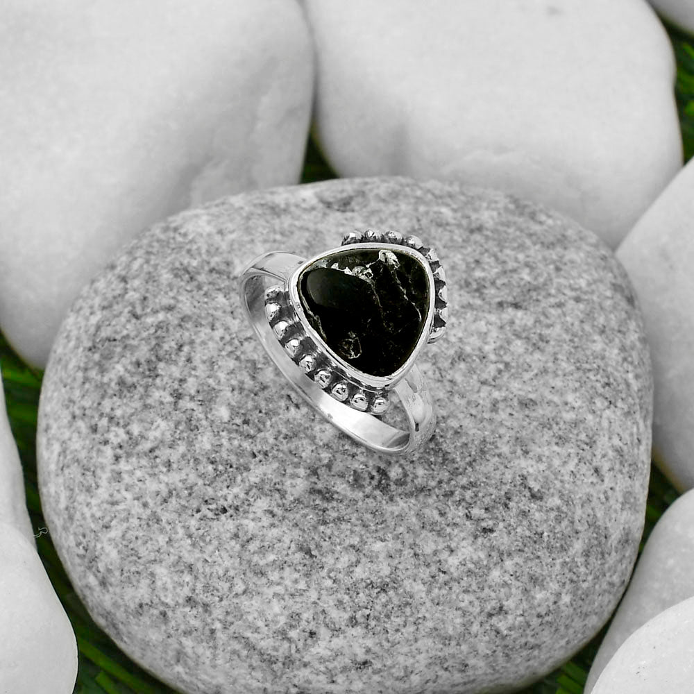 Natural Obsidian And Zinc Ring size-8.5 R-1102 SDR167147