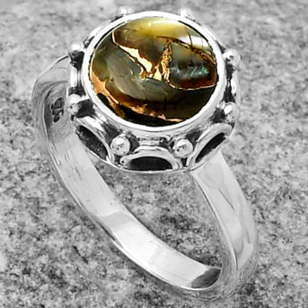 Natural Copper Abalone Shell Ring size-7 R-1198 SDR167493