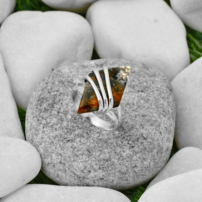 Natural Indian Blanket Jasper Ring size-8 R-1444 SDR167514