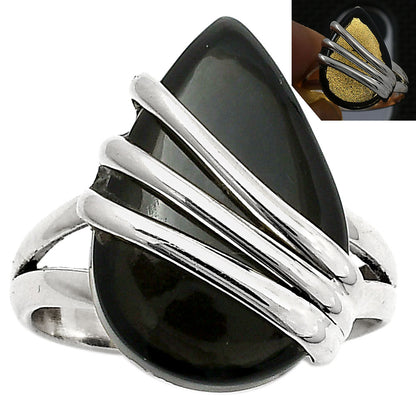 Natural Tektite Cab - Greek Ring size-7.5 R-1444 SDR167540