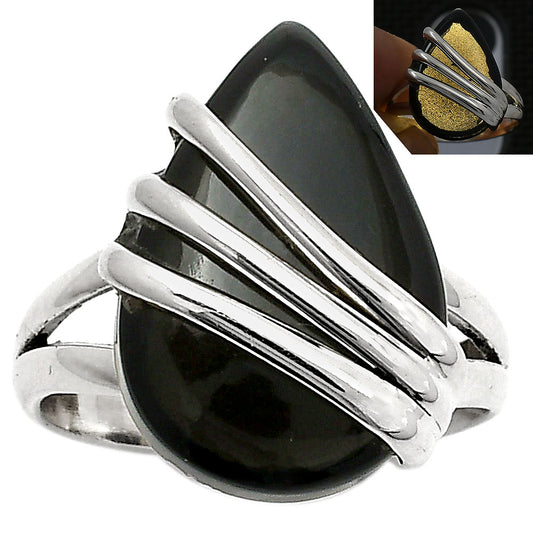 Natural Tektite Cab - Greek Ring size-7.5 R-1444 SDR167540