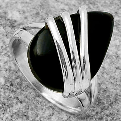 Natural Tektite Cab - Greek Ring size-7.5 R-1444 SDR167540