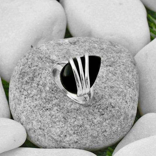 Natural Tektite Cab - Greek Ring size-7.5 R-1444 SDR167540