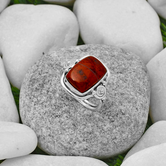Natural Red Moss Agate Ring size-8 R-1315 SDR167565