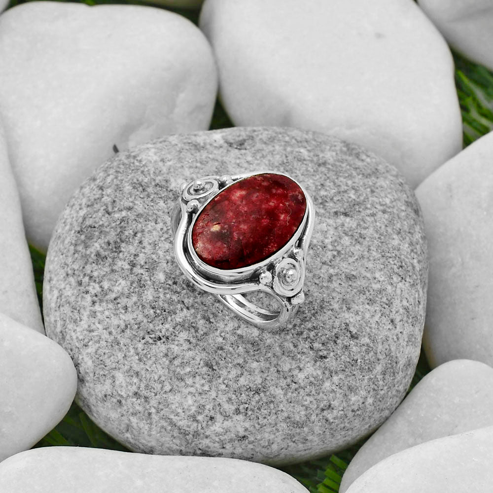 Natural Pink Thulite - Norway Ring size-7.5 R-1315 SDR167594