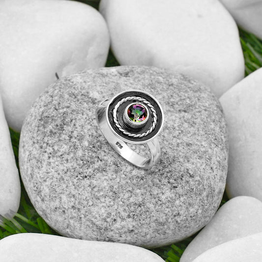 Natural Mystic Topaz Ring size-7.5 R-1439 SDR167663
