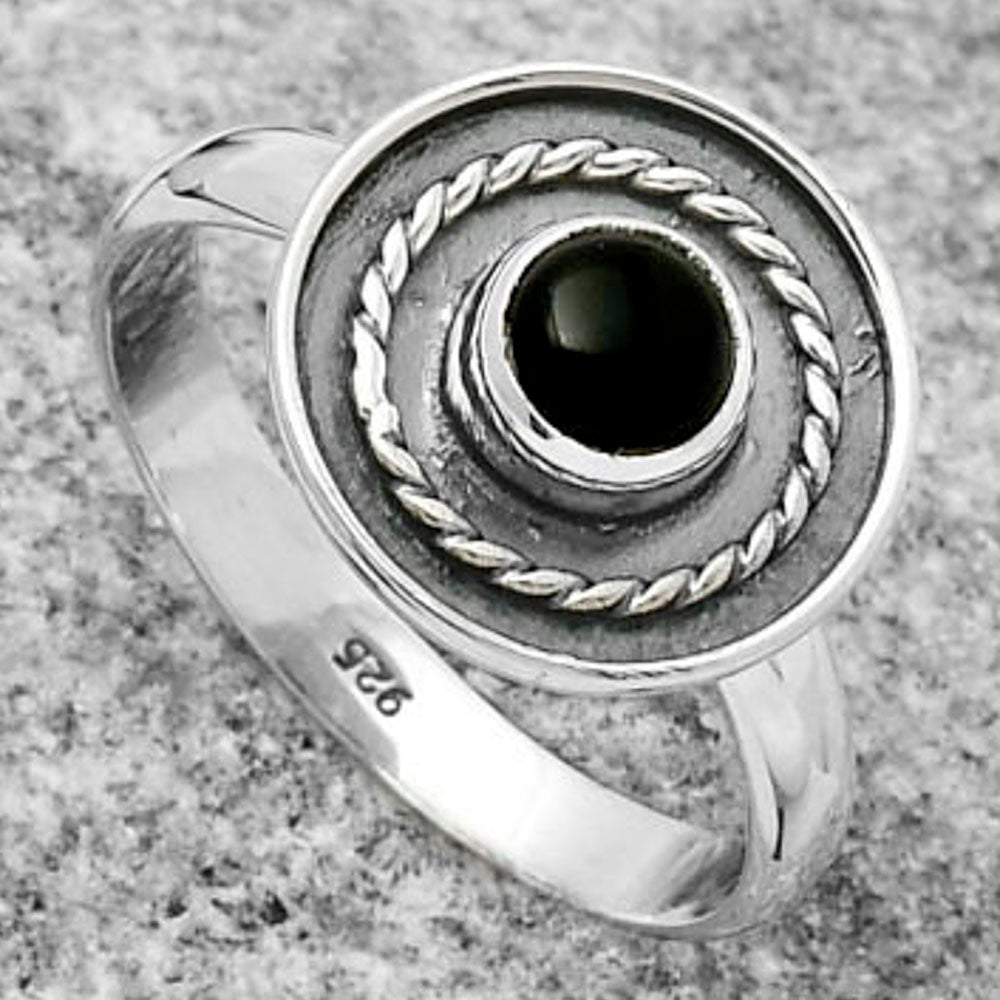 Natural Black Onyx - Brazil Ring size-8.5 R-1439 SDR167696