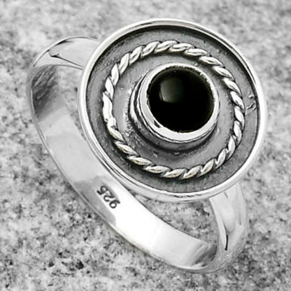 Natural Black Onyx - Brazil Ring size-8.5 R-1439 SDR167696