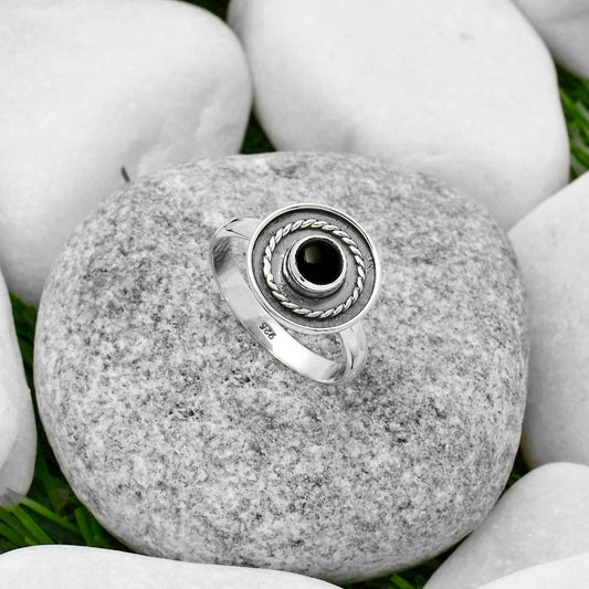 Natural Black Onyx - Brazil Ring size-8.5 R-1439 SDR167696