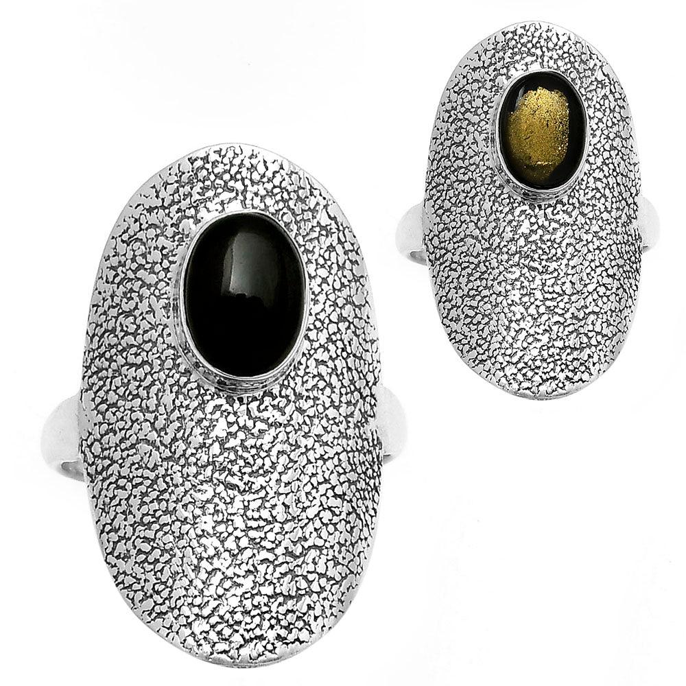 Natural Tektite Cab - Greek Ring size-7.5 R-1550 SDR167754