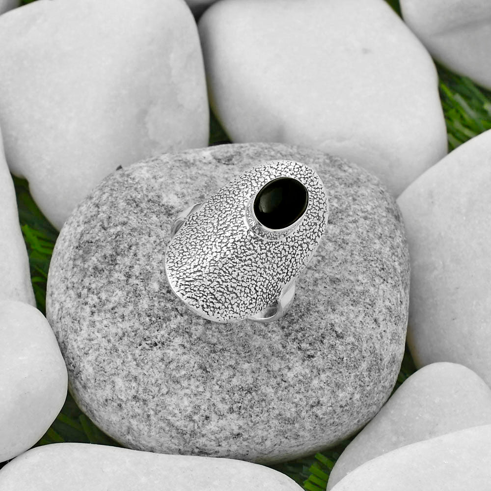 Natural Tektite Cab - Greek Ring size-7.5 R-1550 SDR167754