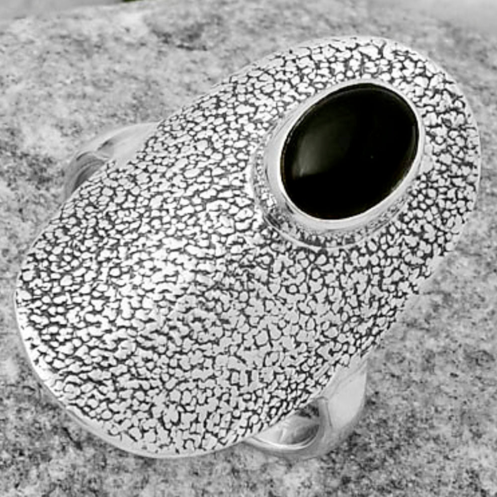 Natural Tektite Cab - Greek Ring size-8 R-1550 SDR167761