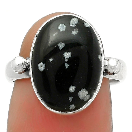 Natural Snow Flake Obsidian Ring size-7 R-1715 SDR168043