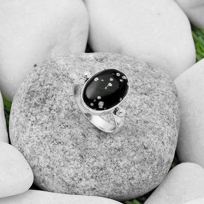 Natural Snow Flake Obsidian Ring size-7 R-1715 SDR168043