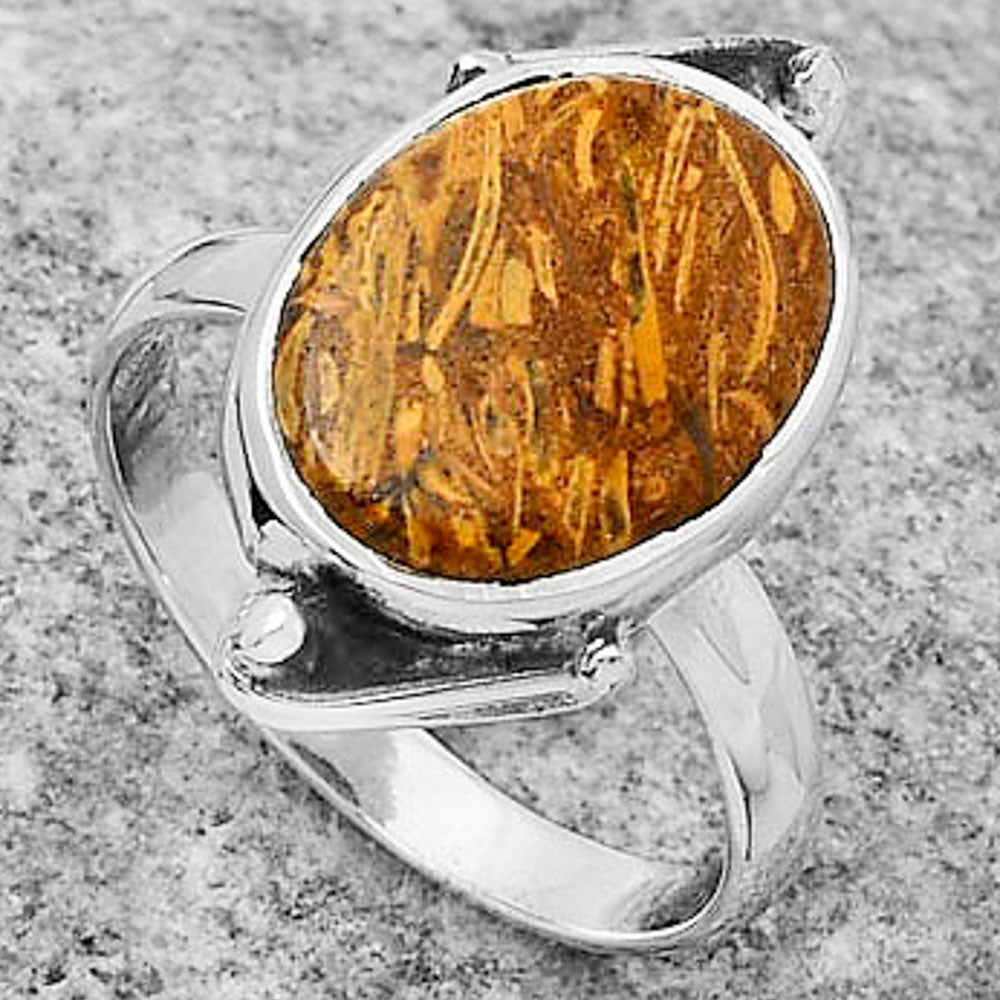 Natural Coquina Fossil Jasper India Ring size-7 R-1188 SDR168099