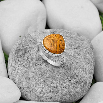 Coquina Fossil Jasper - India Ring size-7.5 R-1191 SDR168126