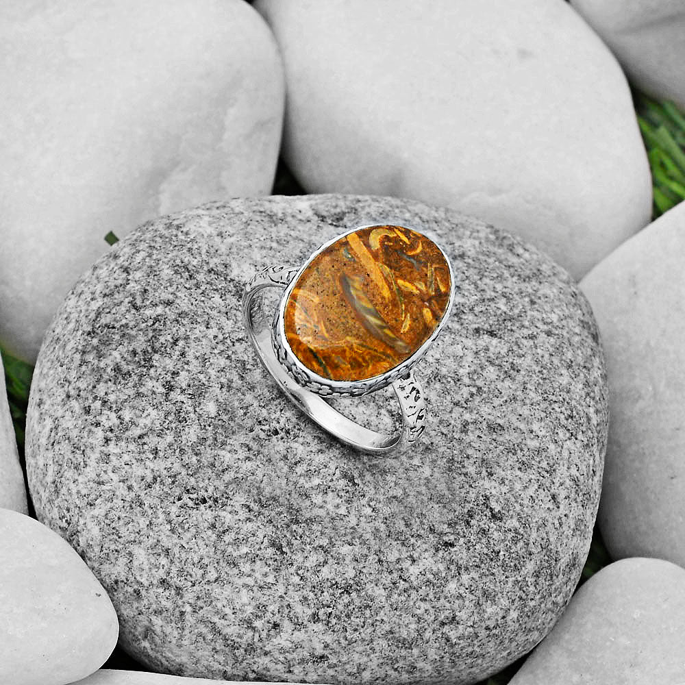 Coquina Fossil Jasper - India Ring size-7.5 R-1191 SDR168133