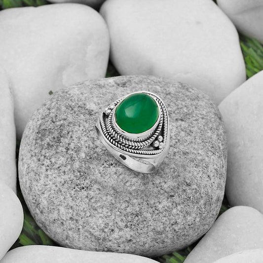 Natural Green Onyx Ring size-7.5 R-1312 SDR168204