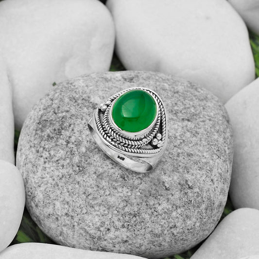 Natural Green Onyx Ring size-8 R-1312 SDR168212