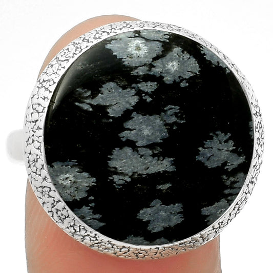 Natural Snow Flake Obsidian Ring size-7.5 R-1307 SDR168252
