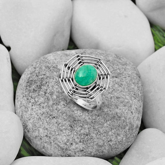 Wire Wrap - Paraiba Amazonite Ring size-9.5 R-1445 SDR168384