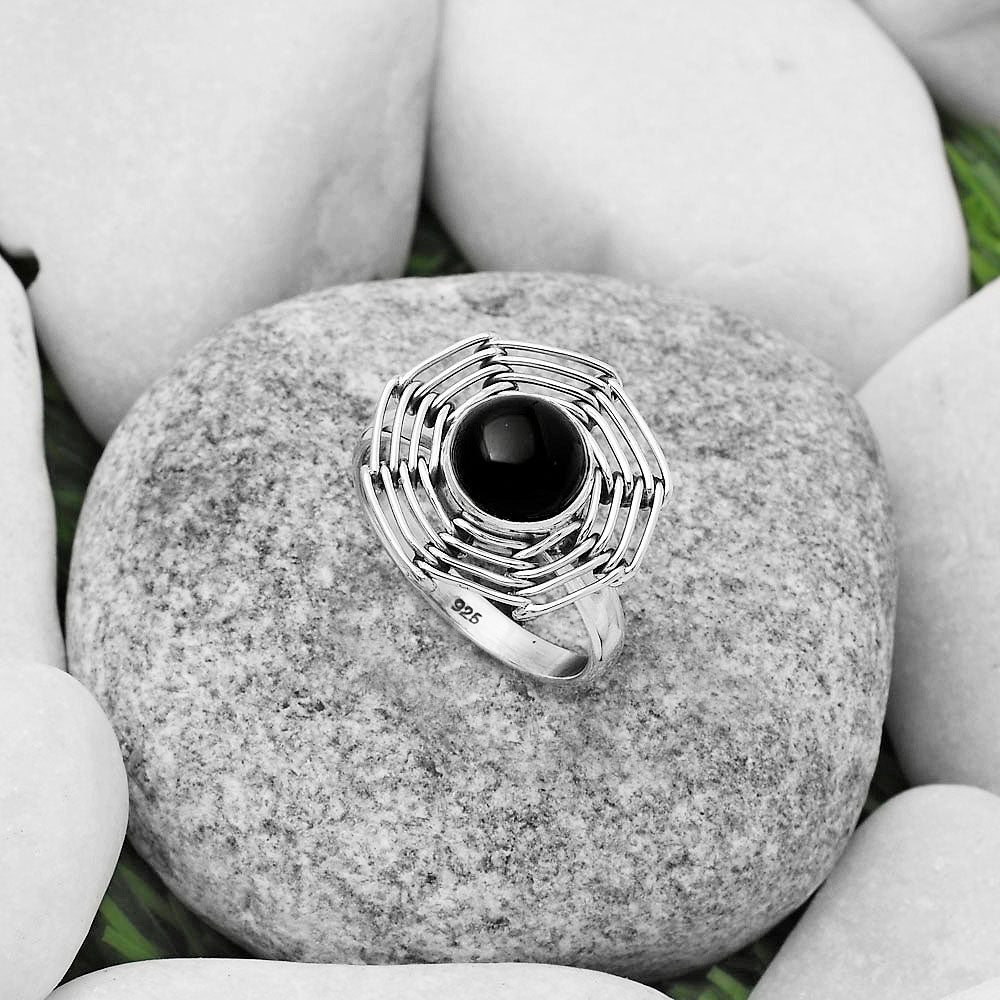 Wire Wrap - Black Onyx - Brazil Ring size-8.5 R-1445 SDR168392