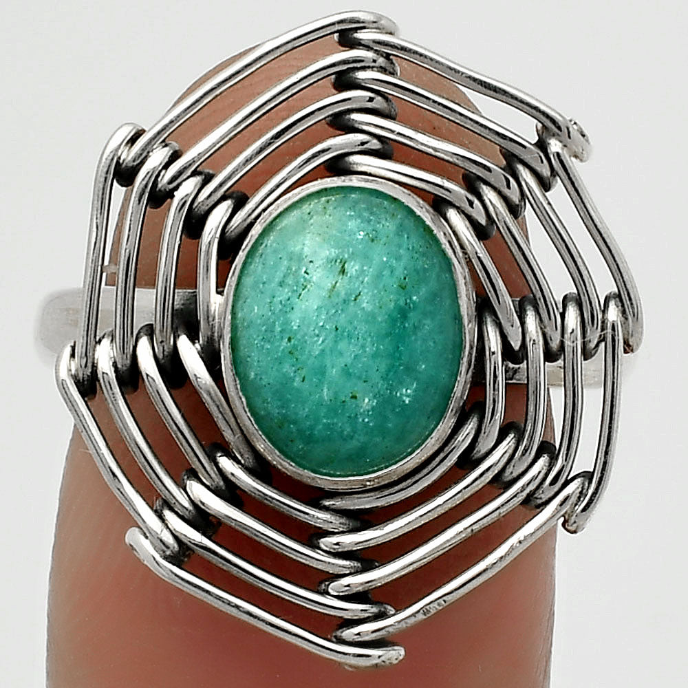 Wire Wrap - Paraiba Amazonite Ring size-8.5 R-1445 SDR168393