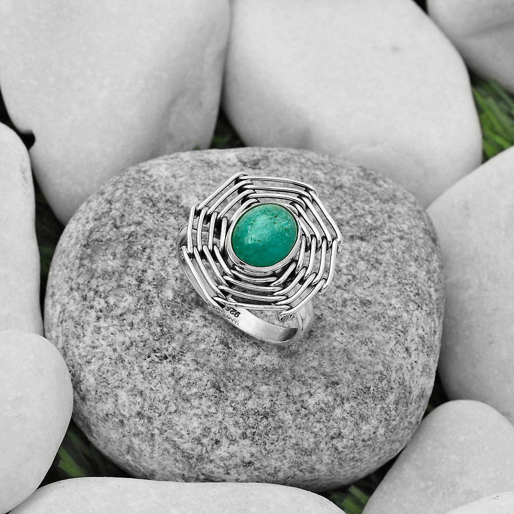 Wire Wrap - Paraiba Amazonite Ring size-8.5 R-1445 SDR168393
