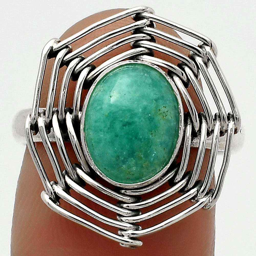 Wire Wrap - Paraiba Amazonite Ring size-7.5 R-1445 SDR168418