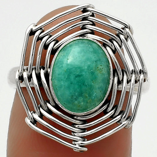 Wire Wrap - Paraiba Amazonite Ring size-7.5 R-1445 SDR168418