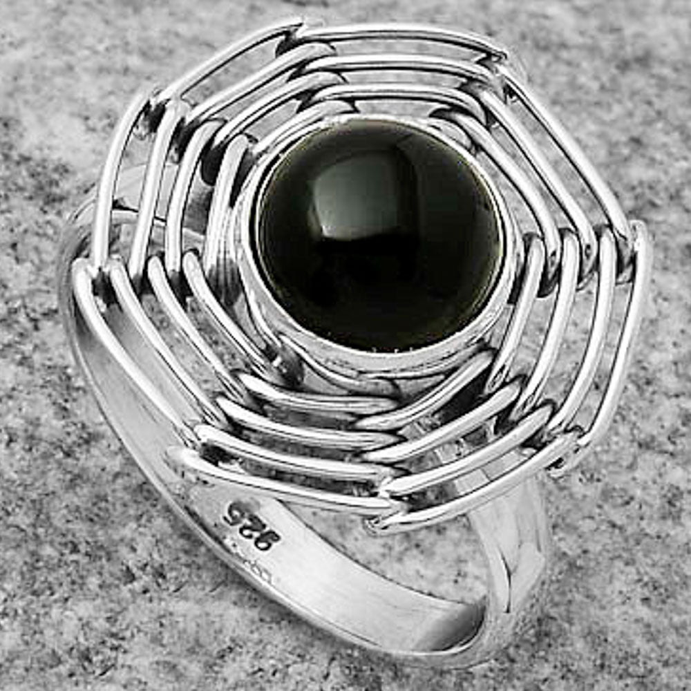 Wire Wrap - Black Onyx - Brazil Ring size-7.5 R-1445 SDR168421