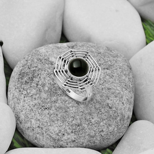 Wire Wrap - Black Onyx - Brazil Ring size-7.5 R-1445 SDR168421