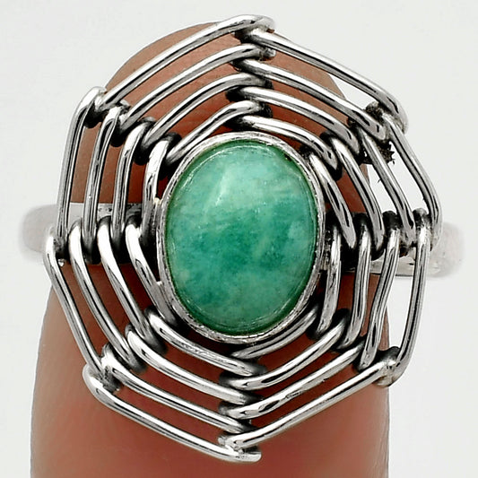 Wire Wrap Natural Paraiba Amazonite Ring size-9 R-1445 SDR168422