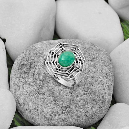 Wire Wrap Natural Paraiba Amazonite Ring size-9 R-1445 SDR168422