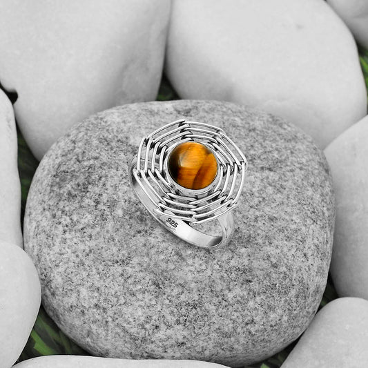 Wire Wrap - Tiger Eye - Africa Ring size-8.5 R-1445 SDR168423