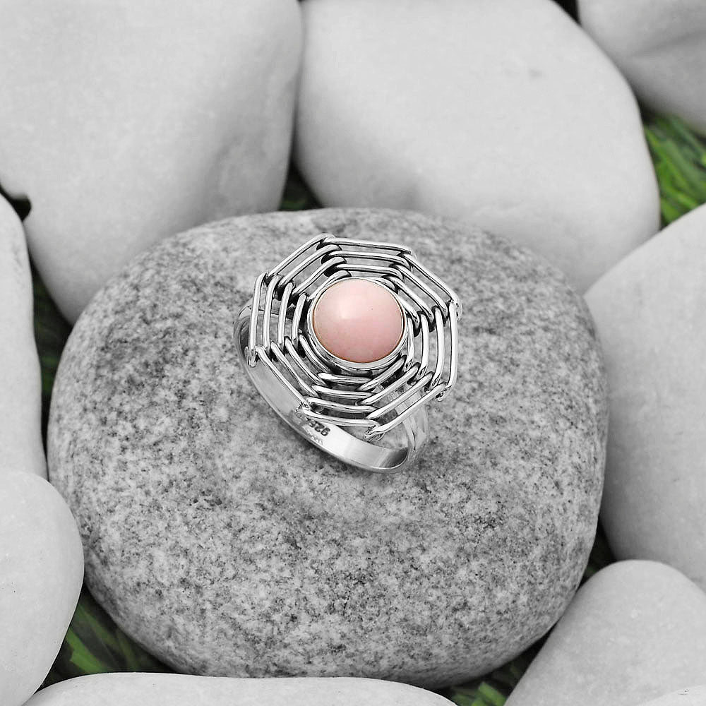 Wire Wrap - Pink Opal - Australia Ring size-9 R-1445 SDR168426