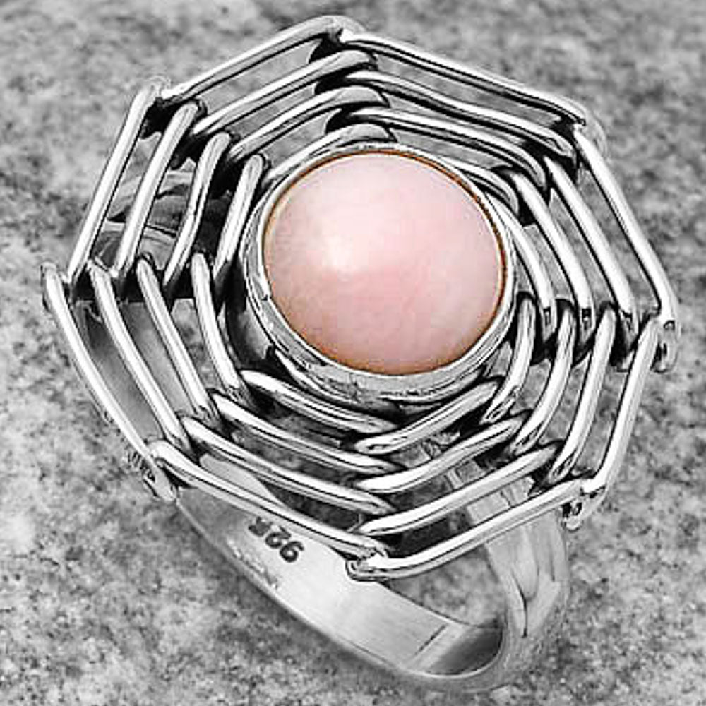 Wire Wrap - Pink Opal - Australia Ring size-9 R-1445 SDR168428