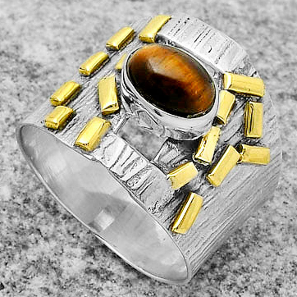 Two Tone - Tiger Eye - Africa Ring size-7.5 R-1543 SDR168429