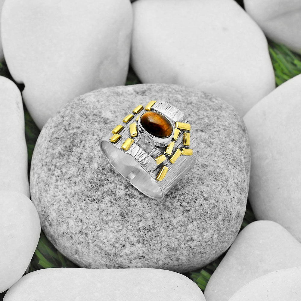 Two Tone - Tiger Eye - Africa Ring size-7.5 R-1543 SDR168429