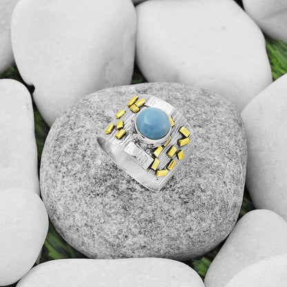 Two Tone - Natural Owyhee Opal Ring size-8.5 R-1543 SDR168430