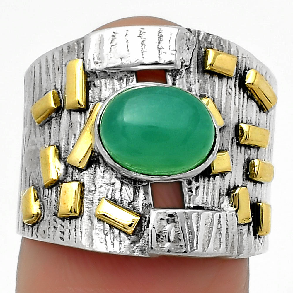 Two Tone - Chrysoprase - Australia Ring size-6.5 R-1543 SDR168431